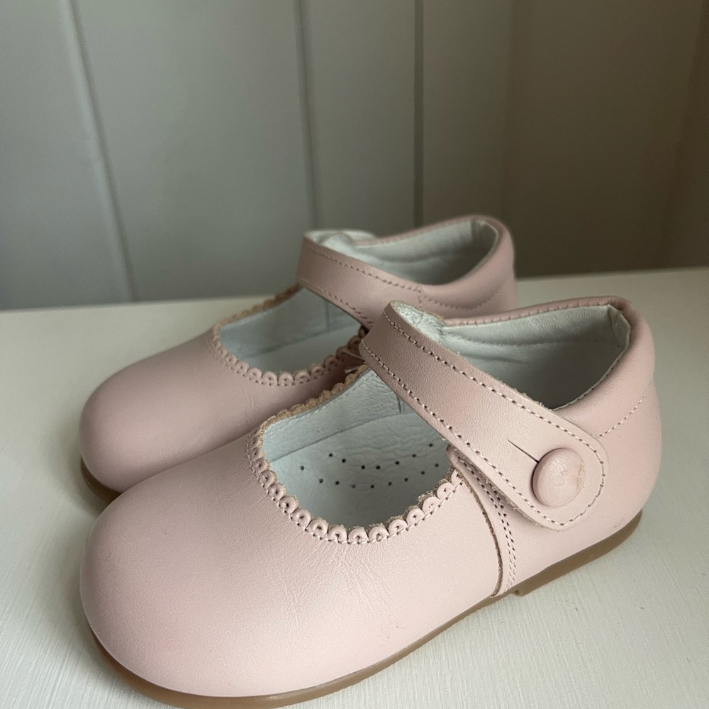 Baby Mary Jane Walkers in Soft Pink with Hook Strap